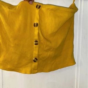 Yellow strapless top